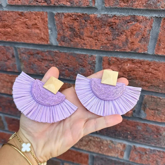 Anthro Lavender Sky Rattan Bohemian Earrings - Picture 6 of 7